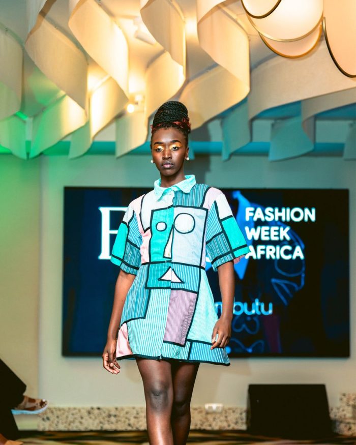 African Bauhaus, Look 1: Bauhaus Patchwork Shirt Dress