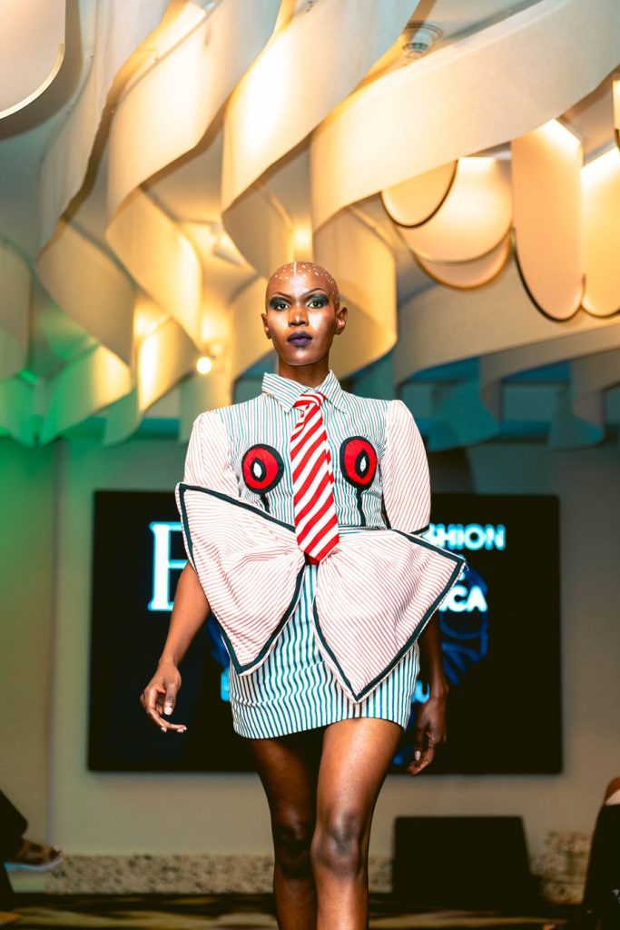African Bauhaus, Look 2: Bauhaus Bow Top & Skirt