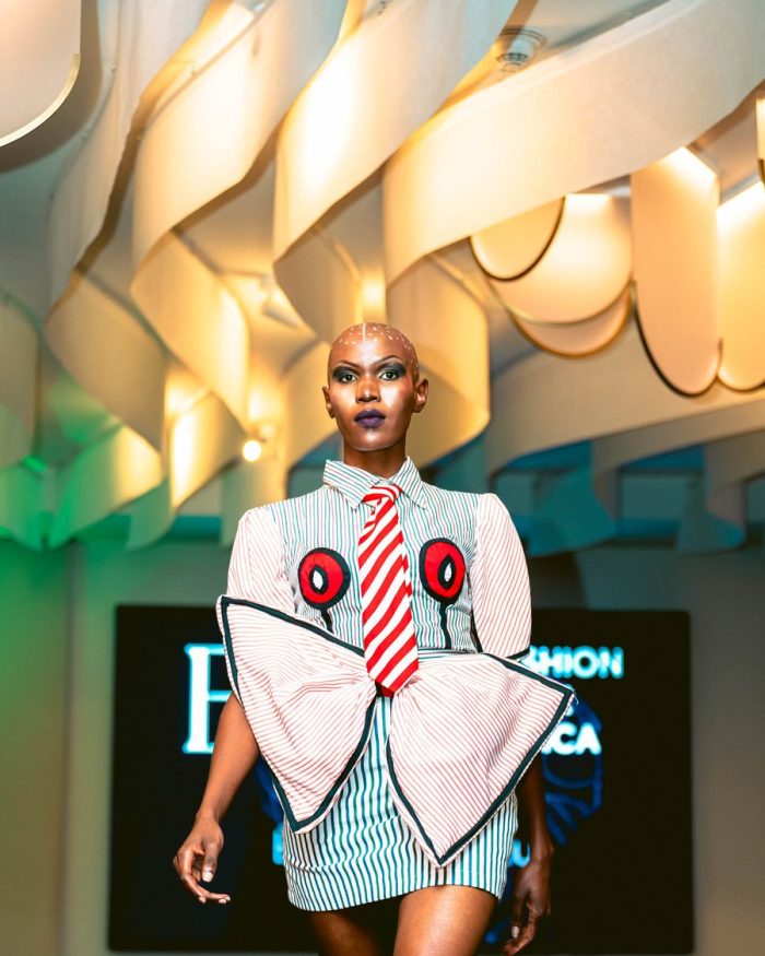 African Bauhaus, Look 2: Bauhaus Bow Top & Skirt