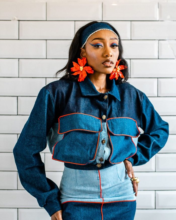 Denim Cinema, Look 1: Cargo Jacket & A Line Mini Skirt