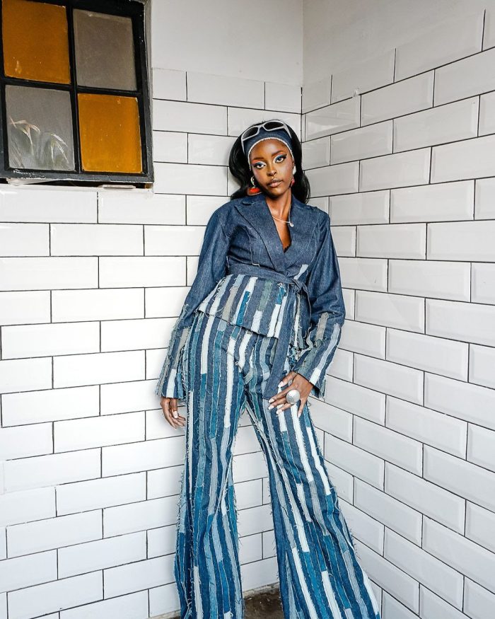 Denim Cinema, Look 3: Striped Patchwork Blazer & Flared Pants