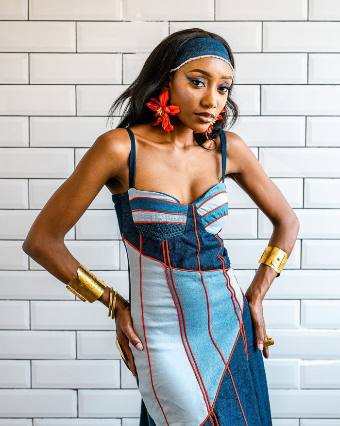 Denim Cinema, Look 9: Graphic Panel Denim Midi Dress