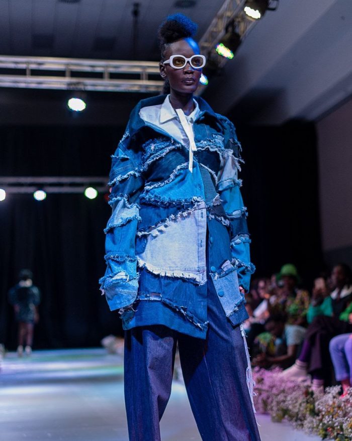 Florence, Look 8: Denim Fray Patchwork Coat & Cord Embroidered Pants