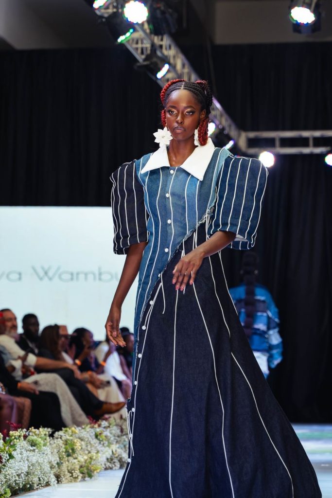 Florence, Look 9: Striped Two-Tone Denim Gown