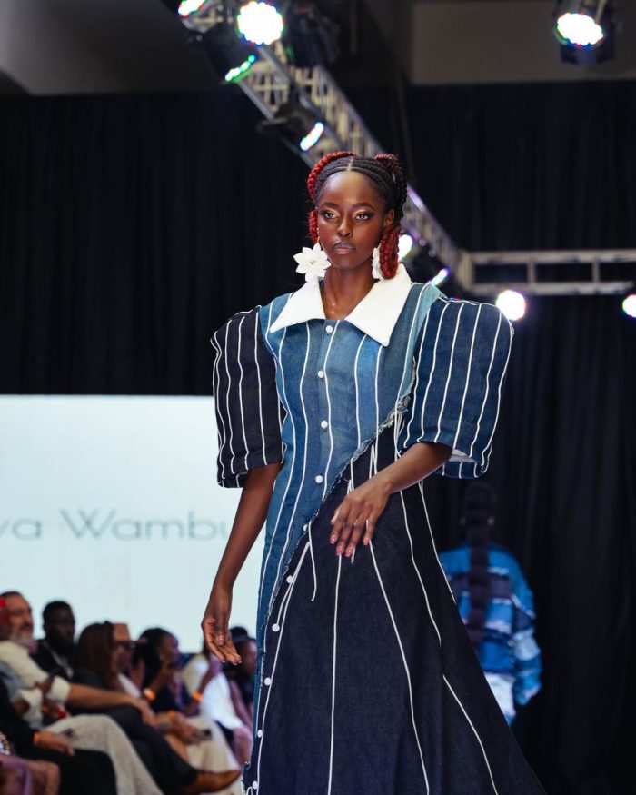 Florence, Look 9: Striped Two-Tone Denim Gown